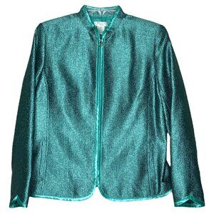 𝅺laura ASHLEY Seafoam Green Zip Front Formal Mandarin Collar Jacket - Size PM